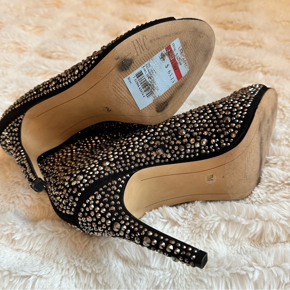 INC International Concepts Black BLING Rhinestone Booties Women’s Size 7 - Picture 12 of 12
